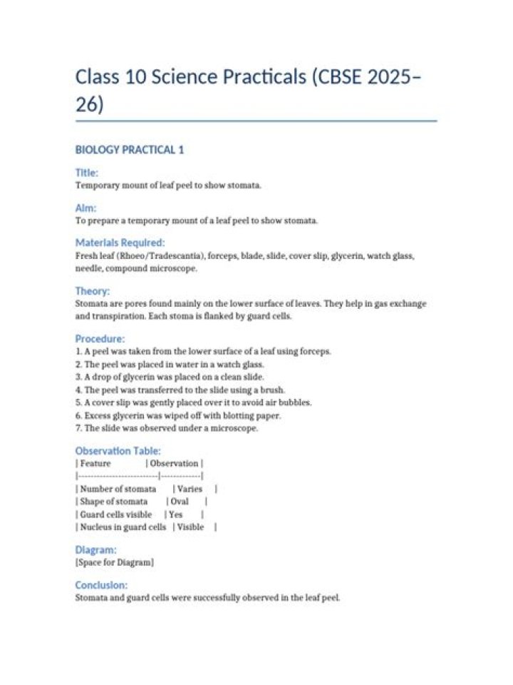 Are there any practicals for Class 10?