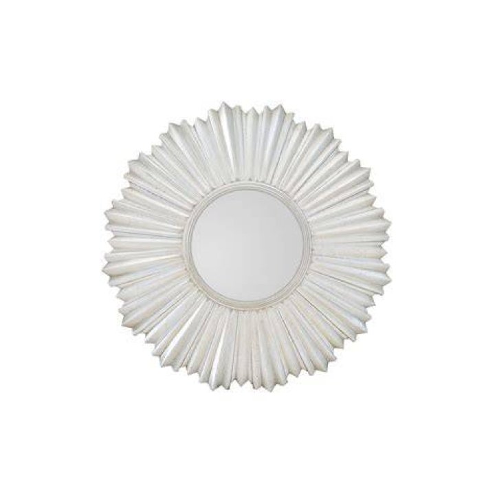 Bernhardt Allure Round Mirror in White & Silver 399335