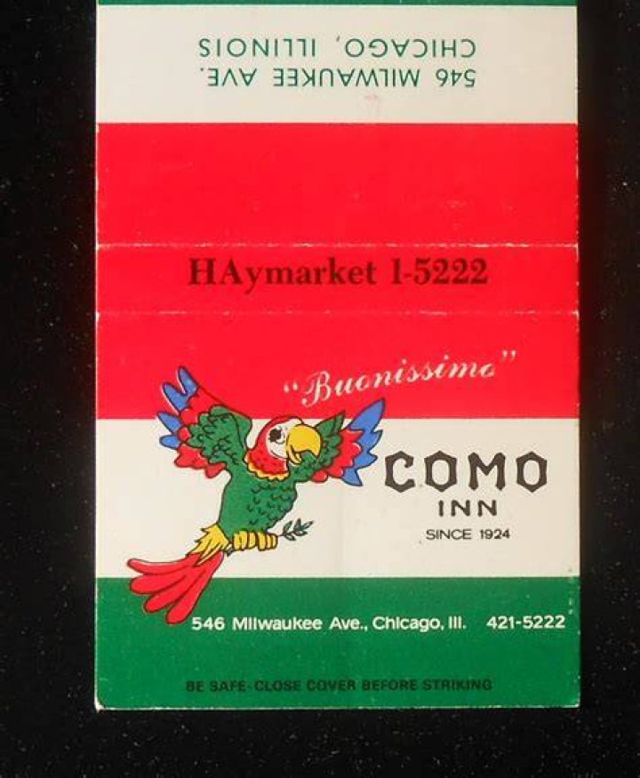 Como Inn Chicago Marchetti Family Illinois 546 Milwaukee Ave FULL Matchbook Como Inn Chicago Marchetti Family Illinois 546 Milwaukee Ave FULL Matchbook