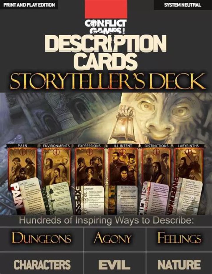 Description Cards Storytellers Deck PAIN CARDS excerpt (Creative