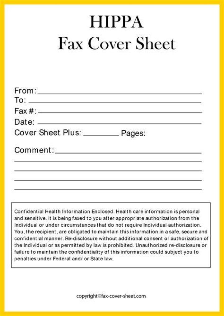 Does HIPAA require fax cover sheet?