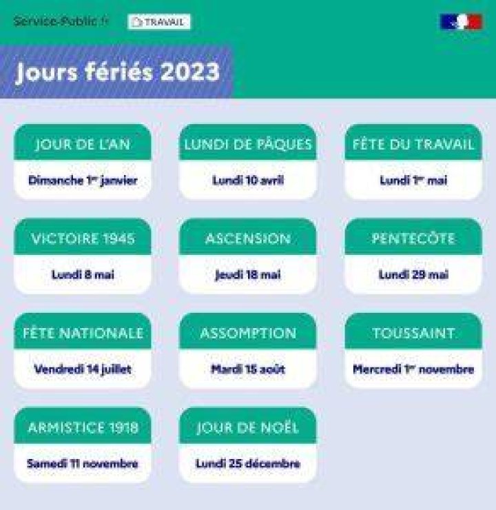 France Public Holidays 2023 Printable Template Calendar