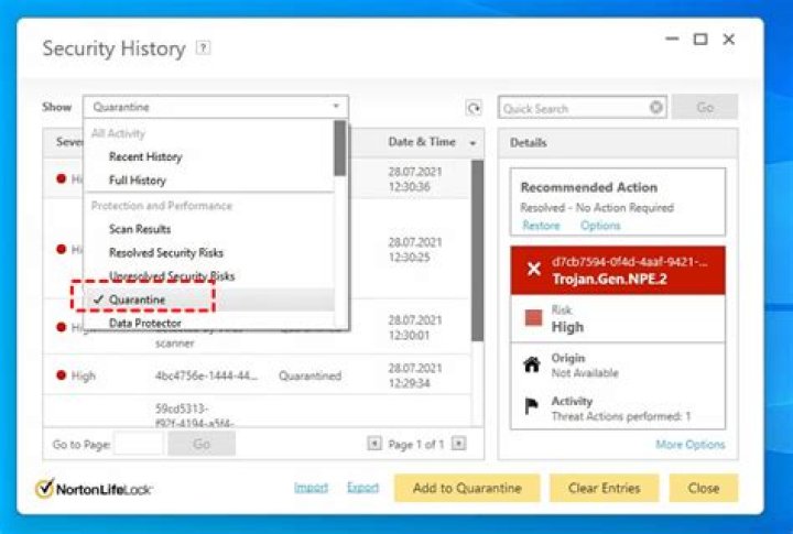 How do I stop Norton from quarantining files?
