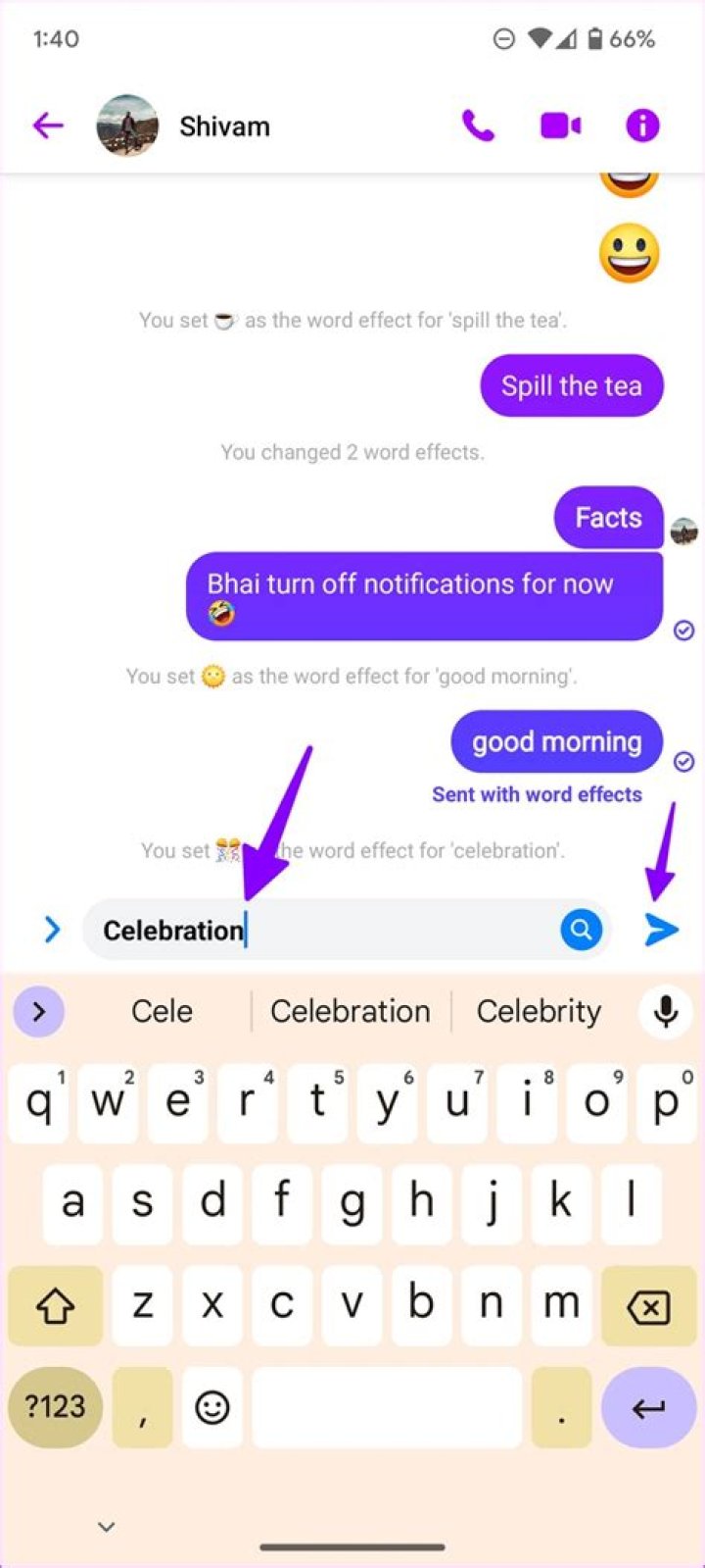 How do you send sound effects on Messenger?