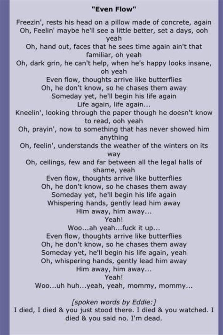 Lyrics To Even Flow |