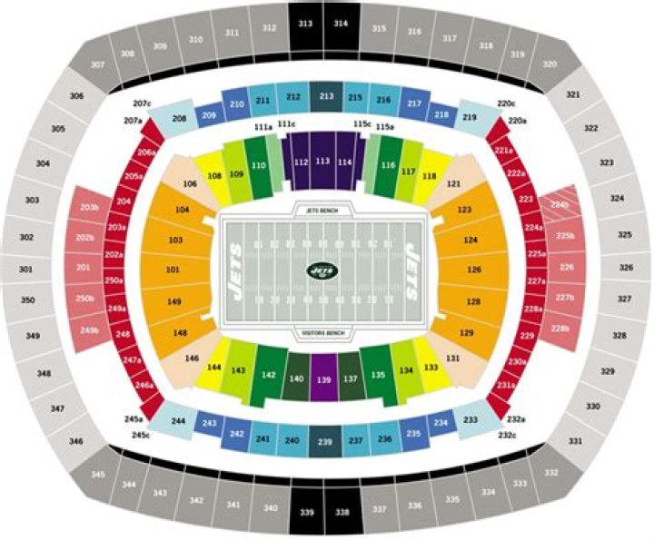 Metlife stadium seating map Jets seating map (New York USA)