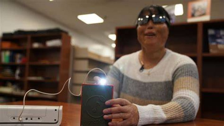 New technology allows those who are blind to hear and feel April's