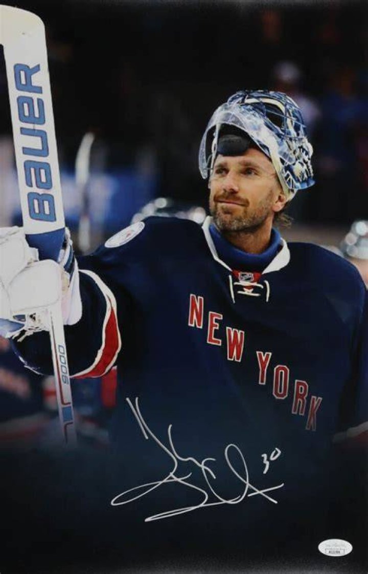 New York Ranger goaltender Henrik Lundqvist poses with wife Therese