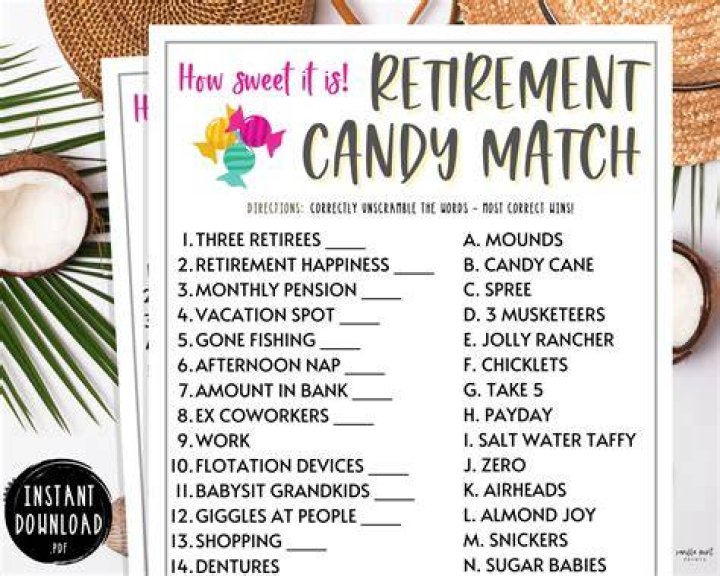 Retirement Party Games Retirement Candy Match Fun Etsy Israel