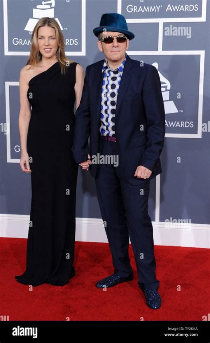Singer Elvis Costello and wife singer Diana Krall attend singer Tony