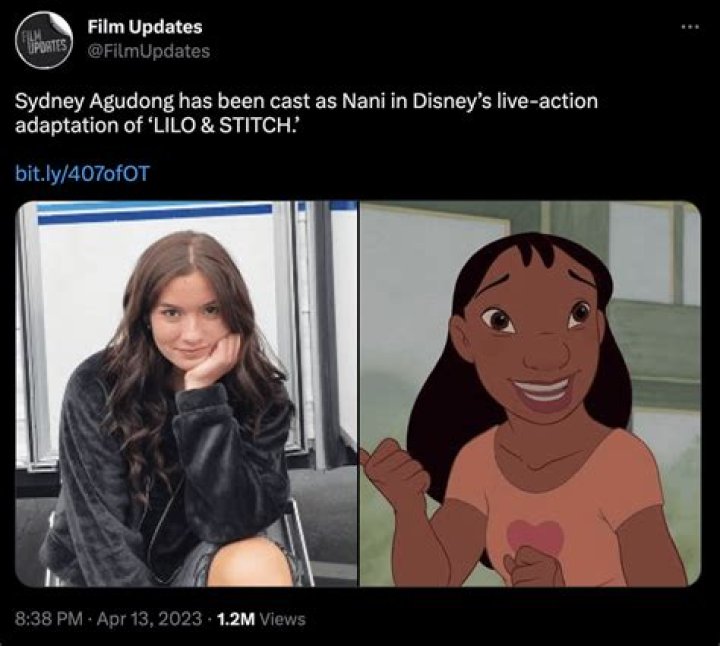 Sydney Agudong cast as Nani in liveaction 'Lilo and Stitch' remake