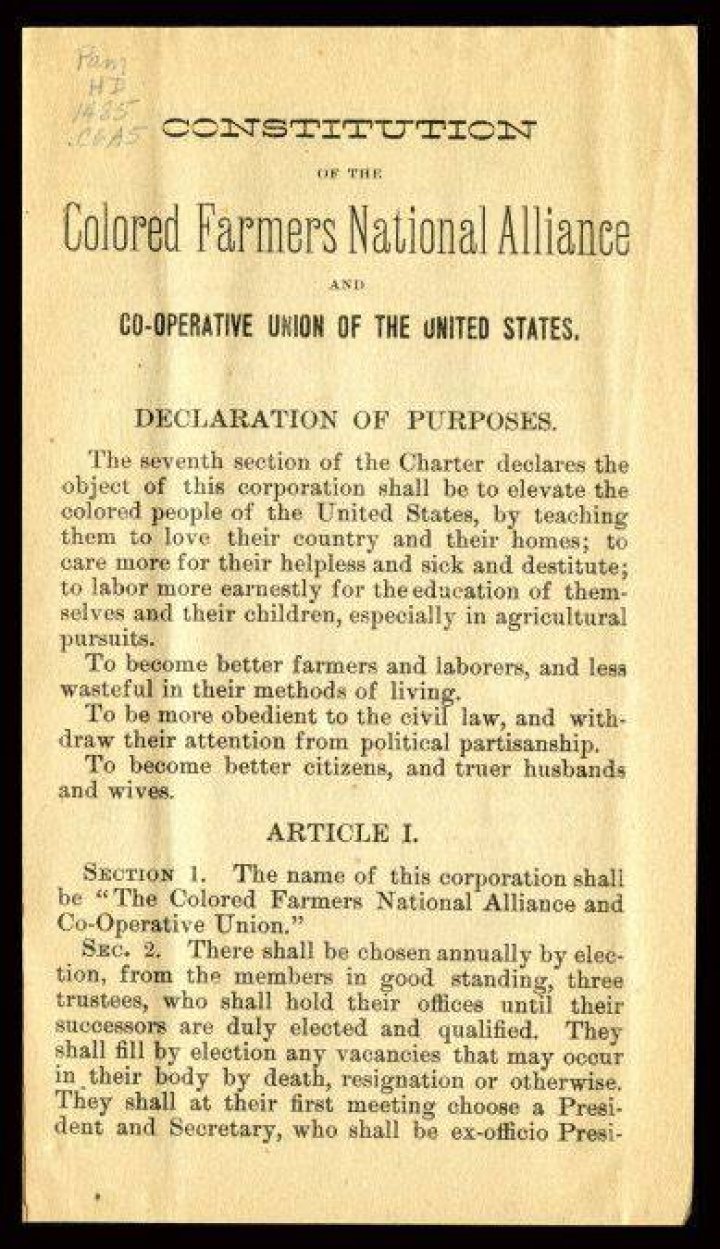 The Colored Farmers' Alliance and Cooperative Union of Virginia