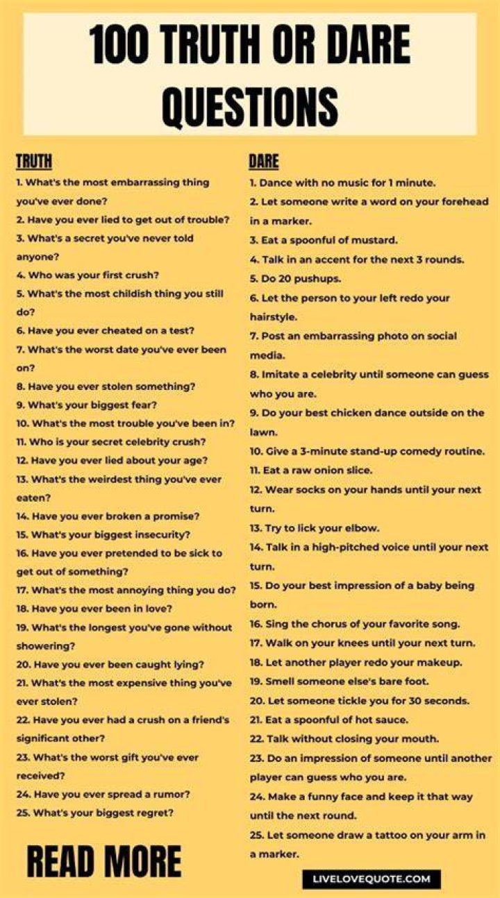 Truth Or Dare Questions Over Text For Crush Truth or Dare FAQ
