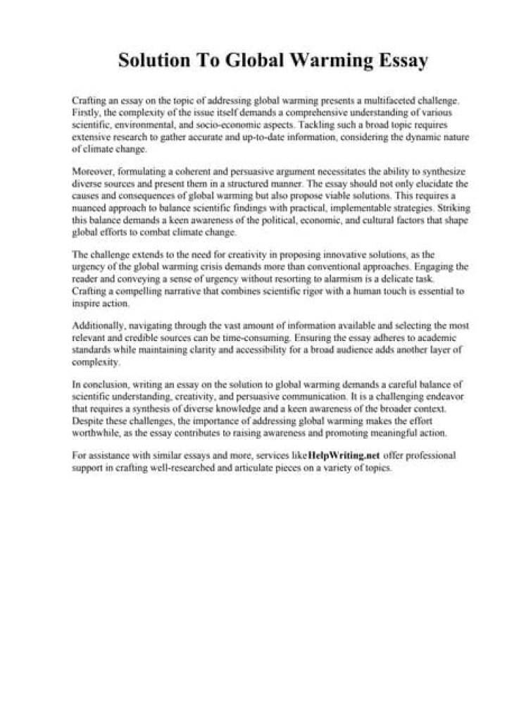 What are the solutions to global warming essay?