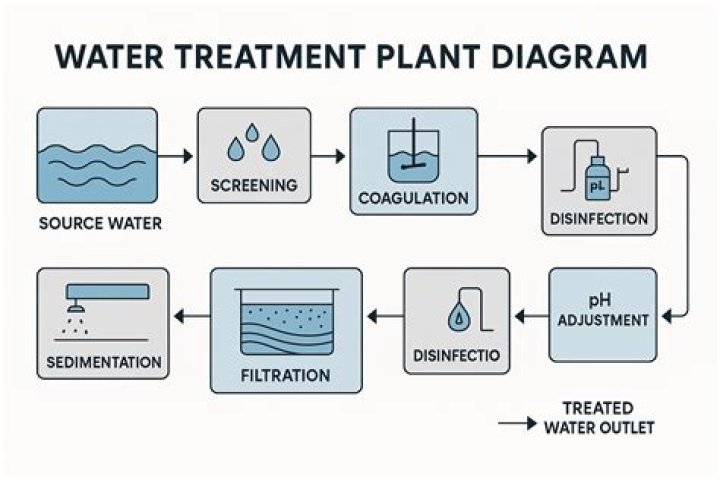 What are the steps in the water treatment process?