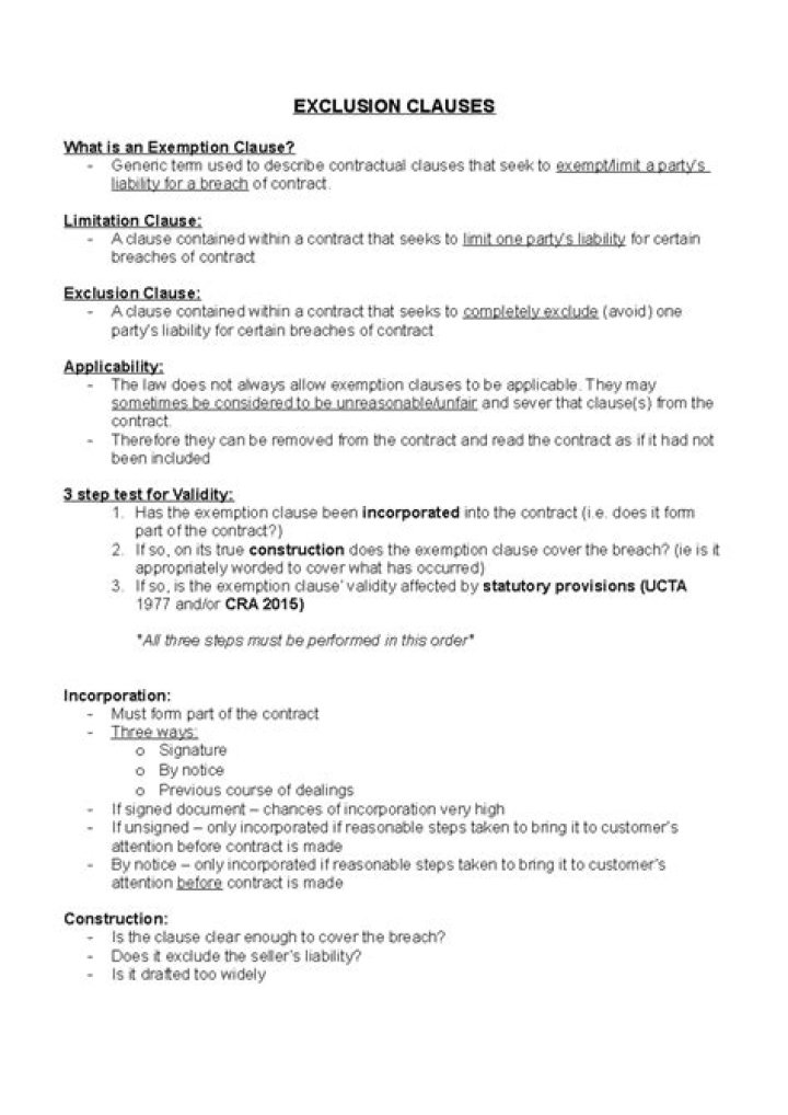 What does an exclusion clause exclude?