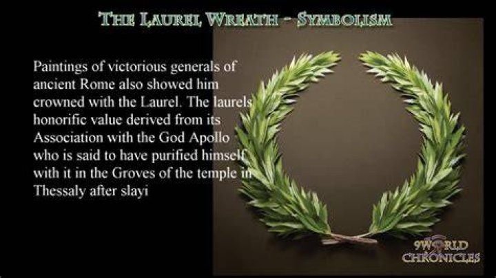 What does the crown of laurels symbolize?