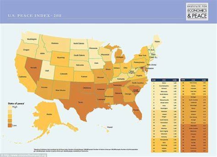 What is the most peaceful state in USA? ·