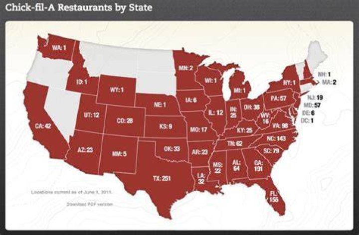 What states don't have Chick-fil-A? ·